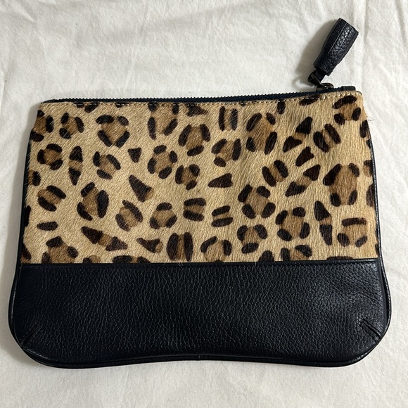 Boden leopard and Black Leather Clutch - Picture 2 of 6